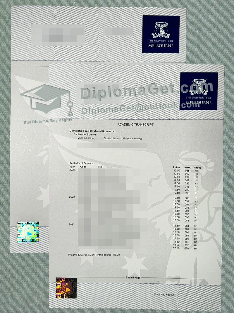 墨尔本大学成绩单, University of Melbourne Transcript 墨尔本大学成绩单, University of Melbourne Transcript