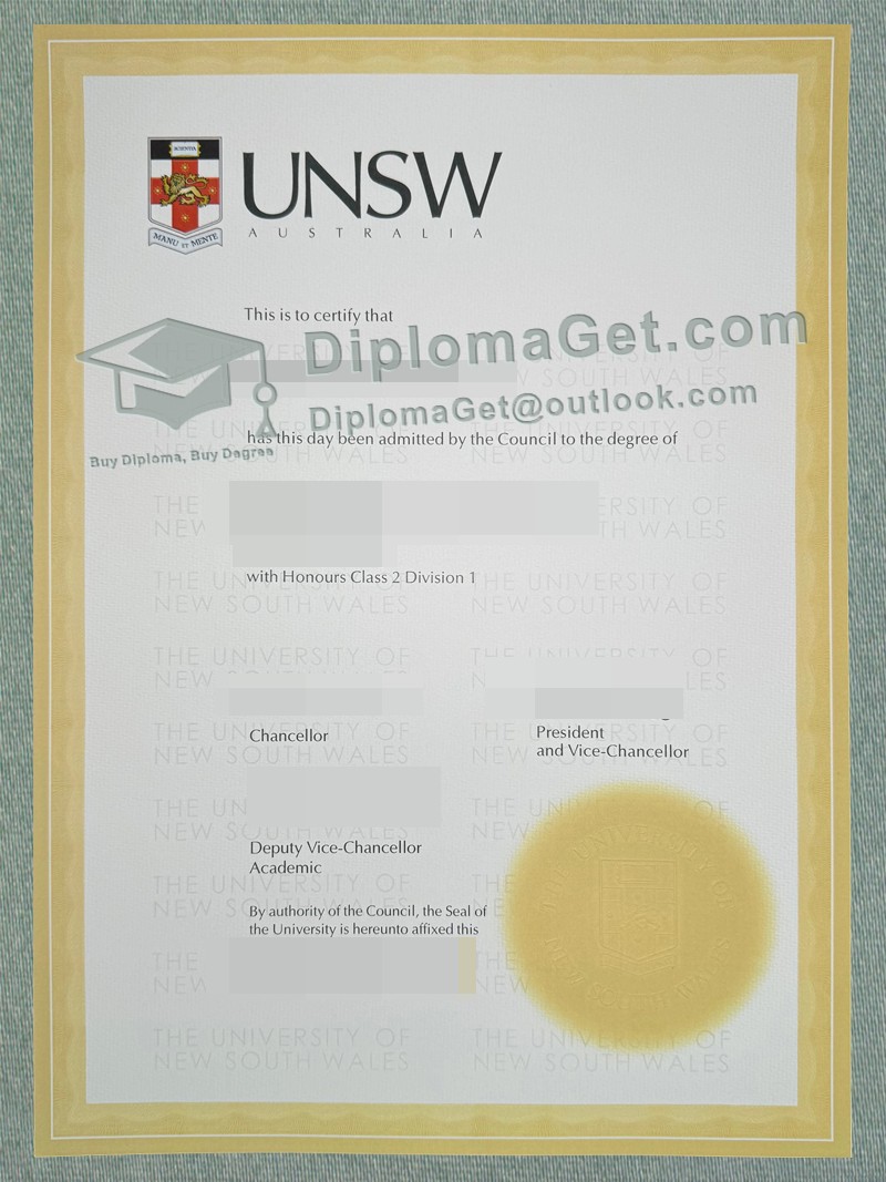 新南威尔士大学学位, University of New South Wales degree 新南威尔士大学学位, University of New South Wales degree