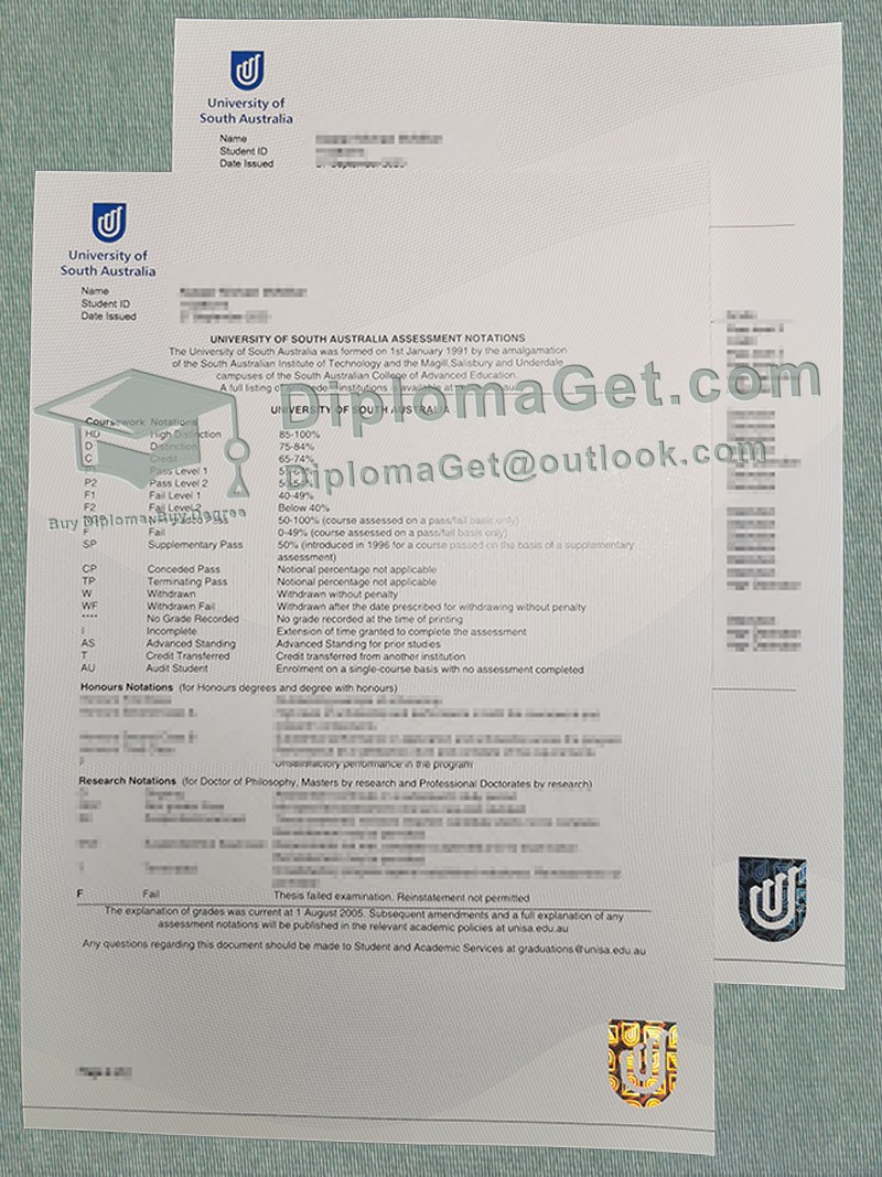 南澳大利亚大学成绩单, University of South Australia Transcript 南澳大利亚大学成绩单, University of South Australia Transcript