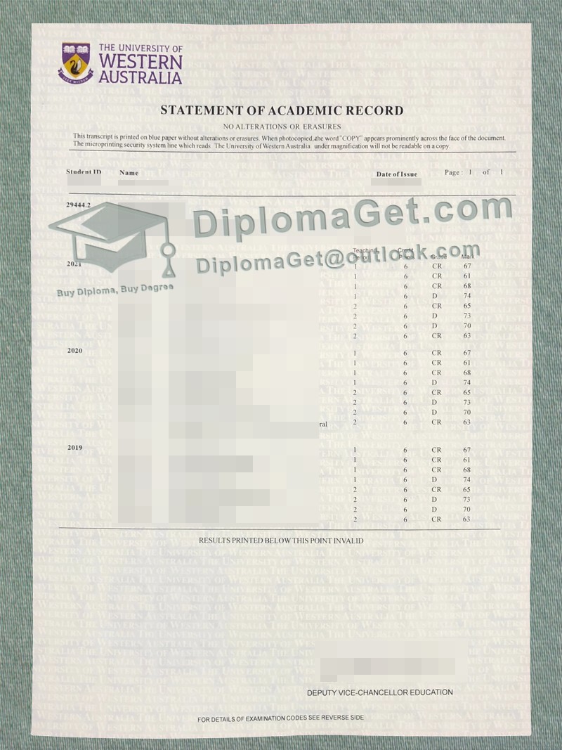 西澳大学成绩单, University of Western Australia transcript 西澳大学成绩单, University of Western Australia transcript