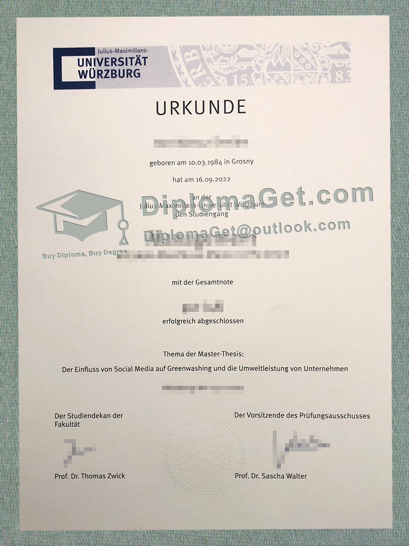 维尔茨堡大学证书, University of Wurzburg Urkunde 维尔茨堡大学证书, University of Wurzburg Urkunde
