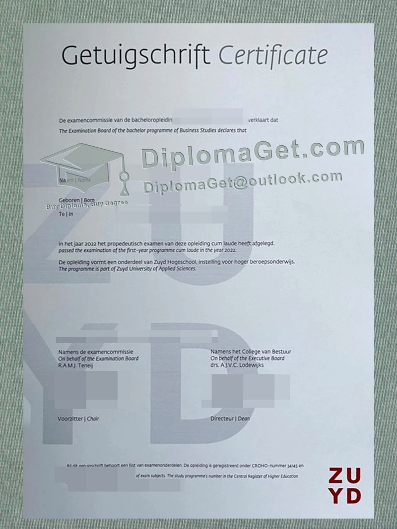 祖伊德应用科技大学毕业证书, Zuyd University of Applied Sciences Diploma 祖伊德应用科技大学毕业证书, Zuyd University of Applied Sciences Diploma