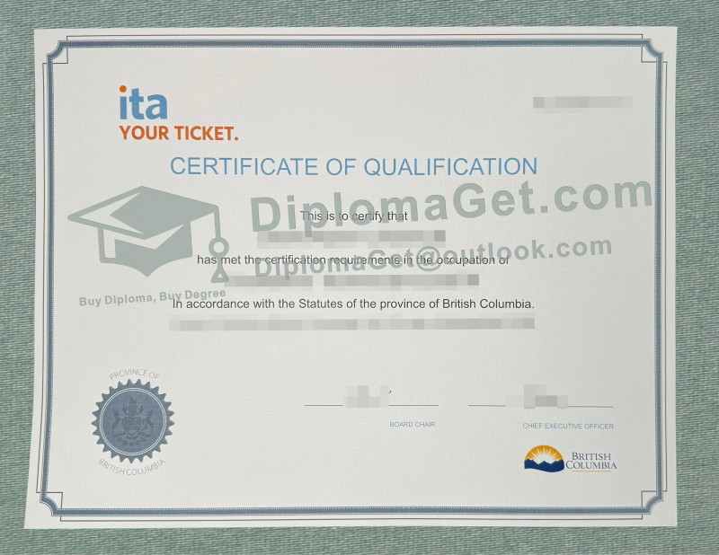 行业培训管理局证书, Industry Training Authority certificate 行业培训管理局证书, Industry Training Authority certificate